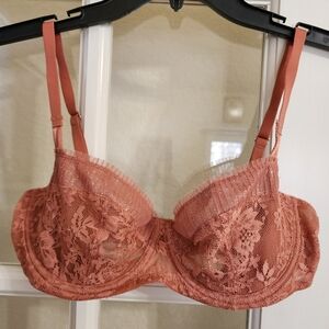 Victoria’s Secret Dream Angels Sheer Lace Dusty Rose Shimmer Push-Up Bra 34DD